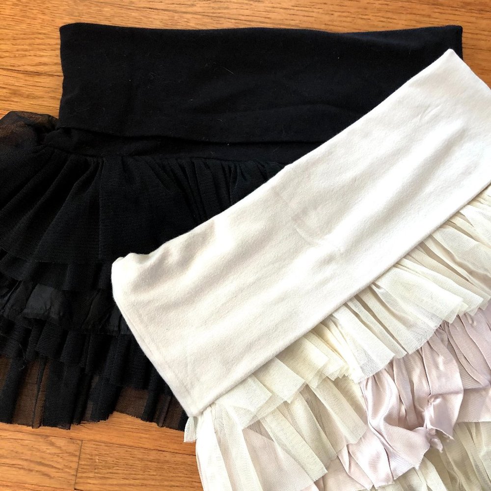 Free People Ruffle Fold Over Tulle Skirt Slip Set